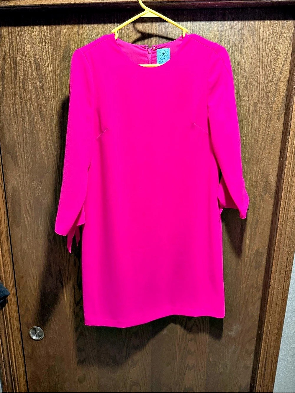CeCe Bow Sleeve Shift Dress Pink Mini Dress